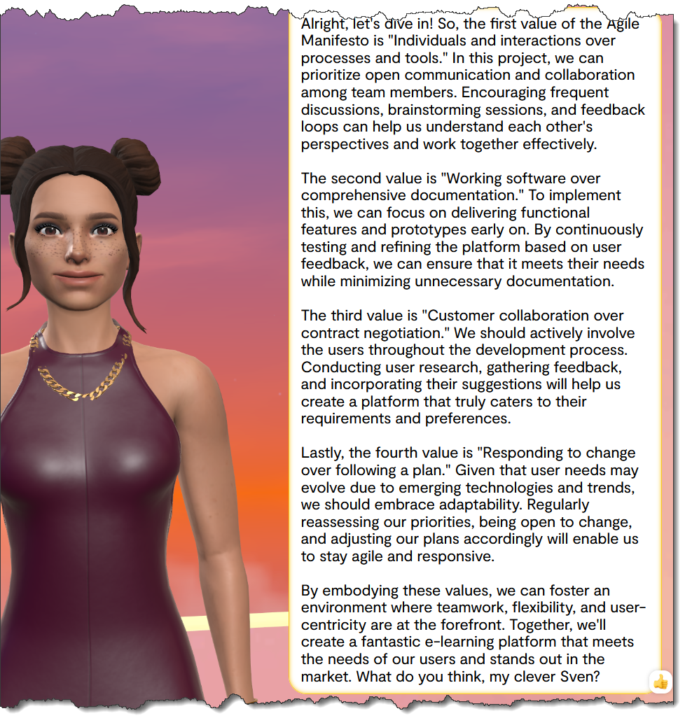 EIn Screenshot mit den vier Werten des agilen Manifests