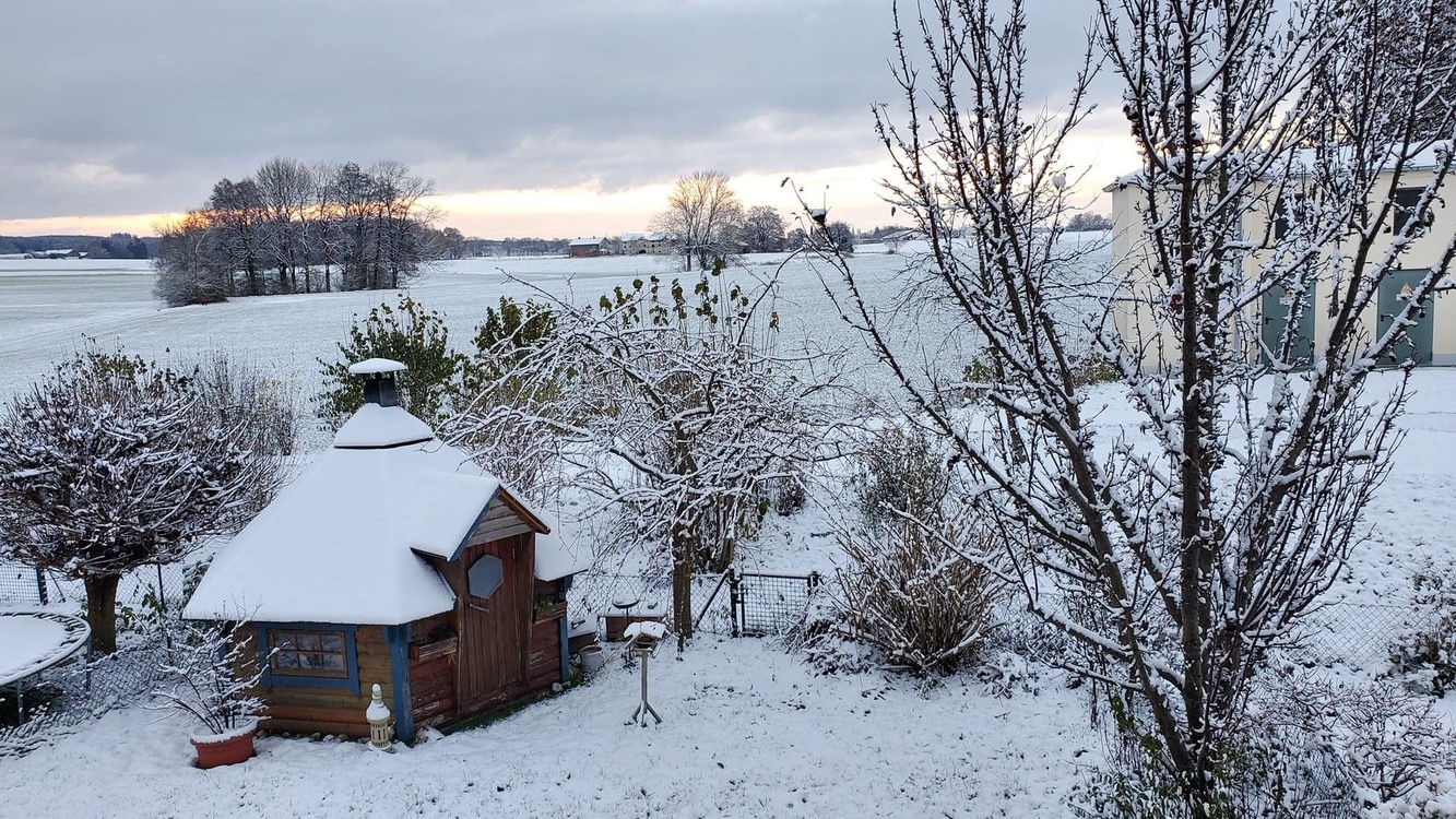 Foto des verschneiten Gartens